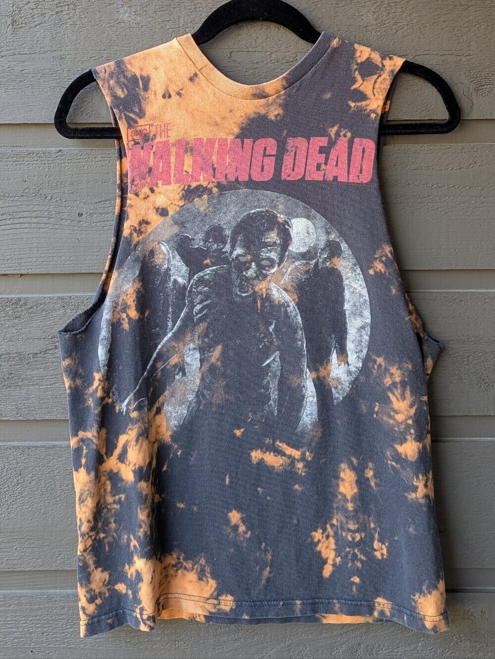 Walking Dead Zombie Tie Dye Distressed Muscle Tee Size Small